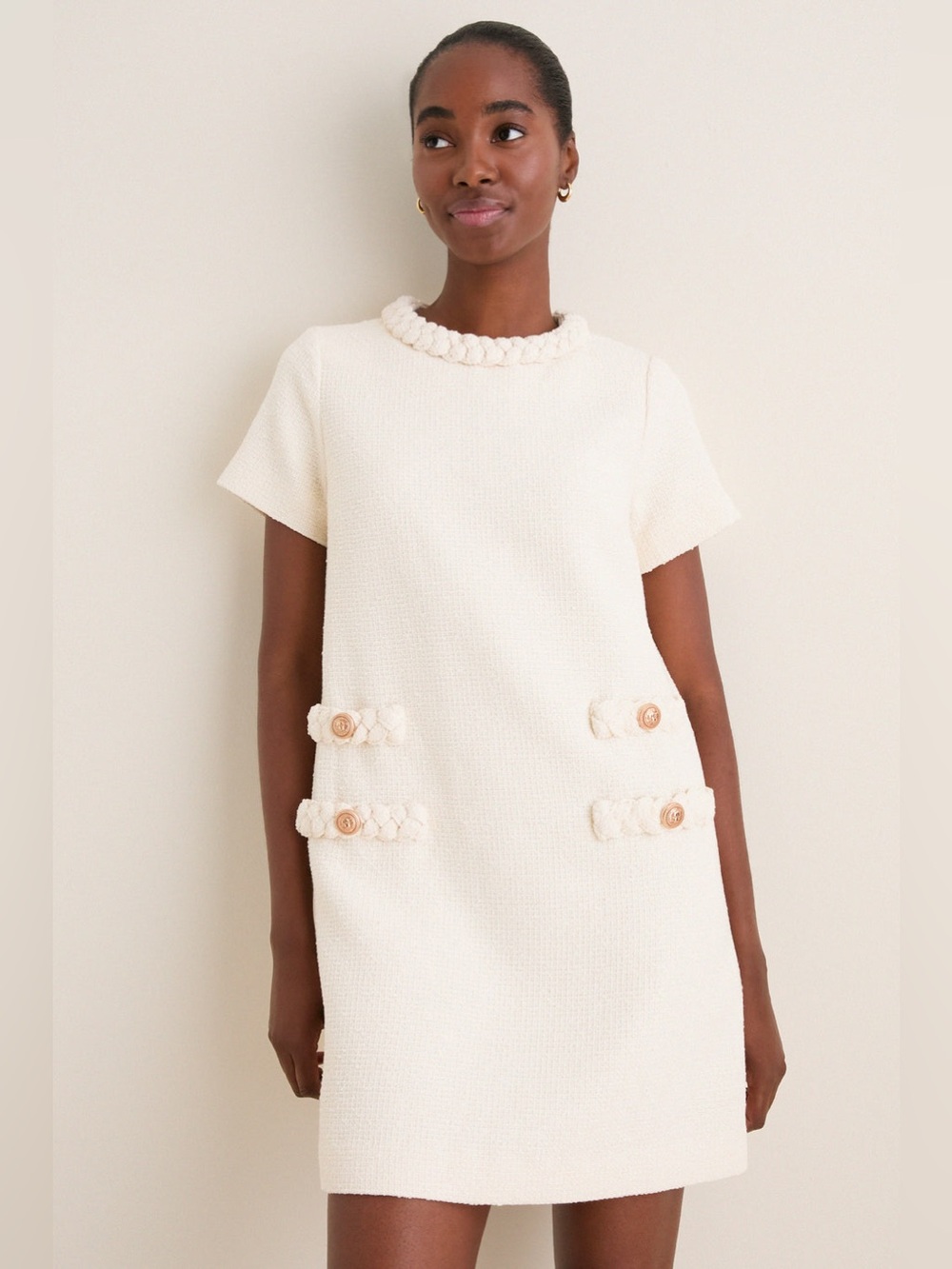 Tuckernuck Pearl White Tweed Jackie Mini Dress Size Large